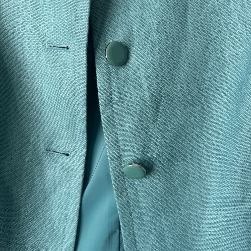 Talbots Women's Linen Aqua Blue Blazer - Picture 2 of 6